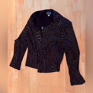 Onyx Nite Black and Silver Beaded Jacket